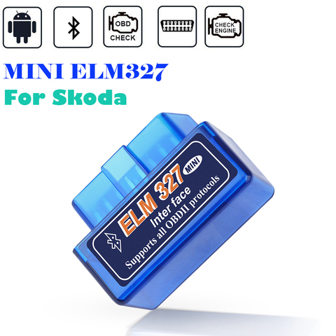 Диагностический сканер ELM327 OBD2, Bluetooth, для Skoda Superb Octavia Rapid YETI Kodiaq Kamiq Karoq Skoda, диагностические инструменты, Android OBD2 сканер ► Фото 1/6