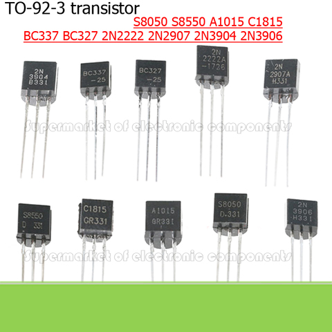 50 шт./лот TO-92-3 транзистор BC337 BC327 2N2222 2N2907 2N3904 2N3906 S8050 S8550 A1015 C1815 ► Фото 1/1