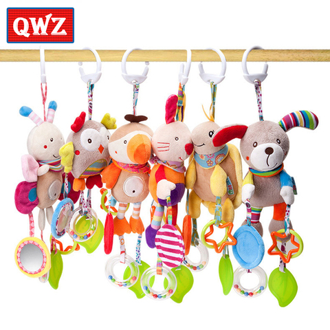 Мультяшные детские игрушки QWZ на возраст 0-12 месяцев, подвесные погремушки для детской коляски, Детские подвесные плюшевые игрушки для новорожденных, детские подарки для мальчиков и девочек ► Фото 1/6