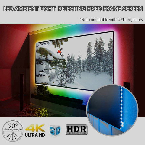 Trinovisuals 16:9 HDTV 4K/8K Ultra HDR 3D светодиодный светильник, отклоняющий нанократный экран с фиксированной рамкой ► Фото 1/6