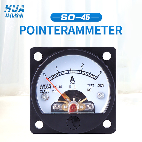 Аналоговый амперметр SO-45 переменного тока 1A, 2A, 3a, 5 a, 10A, 15A, 20A, 30A, 50A и т. д., указатель/измеритель тока/панельный измеритель ► Фото 1/6