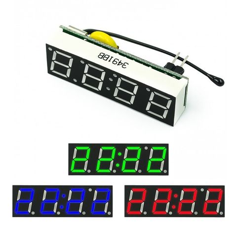 Цифровые часы, 3 в 1 LED DS3231SN RX8025T, модуль напряжения и температуры, термометр, вольтметр, 5-30 В постоянного тока, красный, синий, зеленый ► Фото 1/5