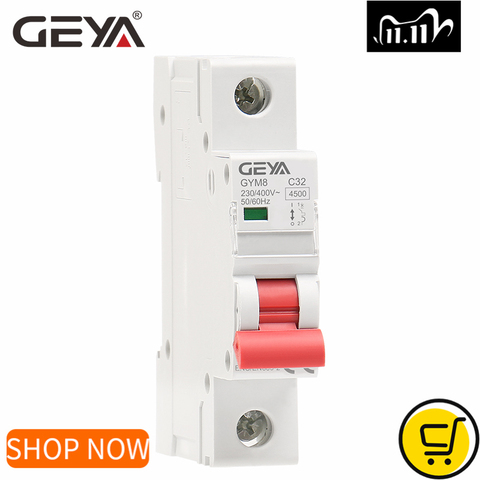 GEYA GYM8 1P Мини автоматический выключатель 6A 10A 16A 20A 25A 32A 40A 50A 63A 220В/400В MCB C Кривая с сертификатом CE CB SEMKO ► Фото 1/6