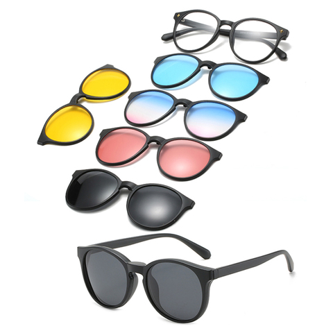 Солнцезащитные очки поляризационные 5 в 1 для мужчин и женщин, оптические магнитные, с магнитной застежкой, с клипсой, для Polaroid ► Фото 1/6