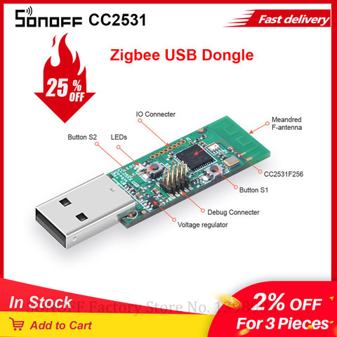 USB-Модуль Itead SONOFF Zigbee CC2531, анализатор неизолированного модуля Packet Protocol, модуль отслеживания пакетов, умный дом ► Фото 1/6