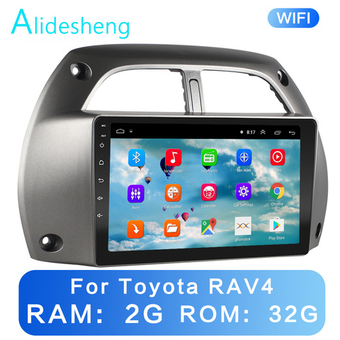 Автомобильный мультимедийный плеер, 2 ГБ + 32 ГБ, 2.5D, 2Din, Android 8,1, GO, GPS, для Toyota RAV4, 2001, 2002, 2003, 2004, 2005, 2006, rav4, Wi-Fi, BT ► Фото 1/1