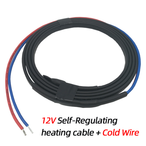 Проводной нагревательный кабель с холодным подключением, 12 В, можно использовать Саморегулирующийся нагревательный кабель длиной 20 м, изоляция из полиэтилена, низковольтный нагреватель с положительным температурным коэффициентом нагрева ► Фото 1/5