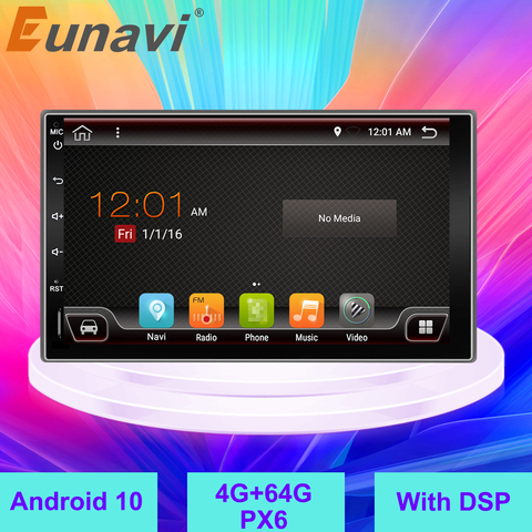 Автомагнитола Eunavi 2 Din, мультимедийный плеер Android 10, Универсальный 7-дюймовый HD автомобильный аудио стерео GPS-навигатор 2Din 4G WIFI DSP 4G RAM BT5 ► Фото 1/6