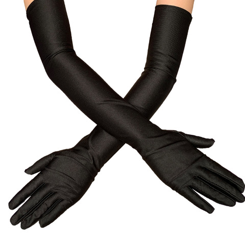 Классические Для Взрослых Черные, белые, красные, Серые кожаные перчатки для оперы/локтя/запястья, растягивающиеся атласные длинные перчатки для пальцев, женские перчатки-флапперы, подходящие к костюму ► Фото 1/6