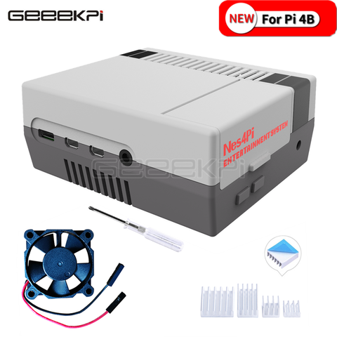 Чехол GeeekPi NES4Pi NES, набор, ABS функциональный охлаждающий вентилятор, радиаторы, отвертки только для Raspberry Pi 4 B или 3B + / 3B ► Фото 1/6