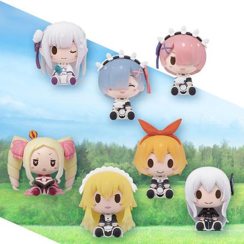 Оригинальный Bandai Cute Мини-фигурка аниме Re Zero Start Life In other World, 7 шт. фигурок, ПВХ модели, куклы, игрушки ► Фото 1/6