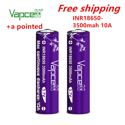 Оригинальный Vapcell INR 18650 3500mah 10A 3,7 V разрядка перезаряжаемая батарея Кнопка Топ (Добавить Острый) + 1 доллар купон ► Фото 1/6