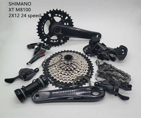 Набор SHIMANO DEORE XT M8100 Groupset 2x12S 24 скоростей MTB горный велосипед переключатель 170 мм 165 мм 175 мм M8100 с тормозным комплектом ► Фото 1/1