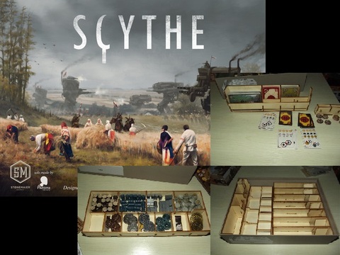 Ящик для хранения карт и игр, органайзер для Scythe War, деревянный приемный компактный чехол, сломанная коробка для маркера, лазерная резка 351x287x93mm ► Фото 1/1