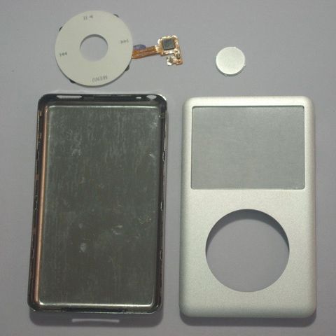 Для iPod 6th 7th gen Classic 80gb 120gb 160gb Серебристая передняя панель, серебряная задняя крышка покрытая поверхностью белая кликстайл Серебряная кнопка ► Фото 1/4