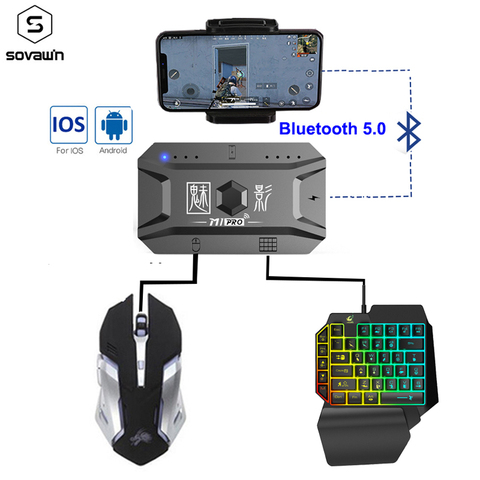 Plug and Paly геймпад PUBG мобильный контроллер игровая клавиатура мышь конвертер Bluetooth 5,0 для Android телефон адаптер для IOS ► Фото 1/6