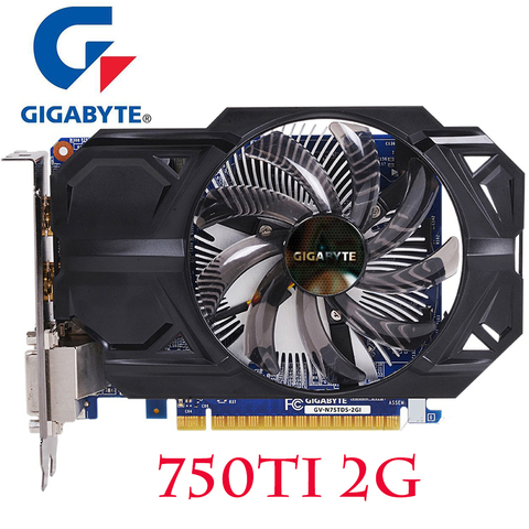 Оригинальная Видеокарта GIGABYTE GTX 750Ti 2 Гб 128 бит GDDR5, графическая карта для nVIDIA Geforce GTX750 Ti 2G Hdmi Dvi VGA карты, б/у ► Фото 1/1