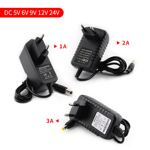 Адаптер питания DC 5V 9V 12V 24V 1A 2A 3A EU US адаптер питания DC Swiching 220V To 12V 24V Светодиодная лампа ► Фото 1/6