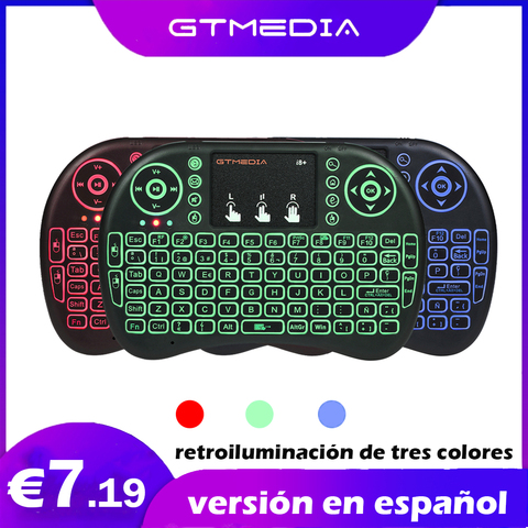 Беспроводная клавиатура GTmedia I8, Испанская версия, черная подсветка, Воздушная мышь, 2,4 ГГц, ручная сенсорная панель, для ТВ-приставки Android G5 MI X88 H96 ► Фото 1/6