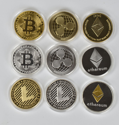 1 шт Позолоченные Bitcoin монета BTC бит физический металл коллекционные монеты для подарка с пластиковый чехол ► Фото 1/5