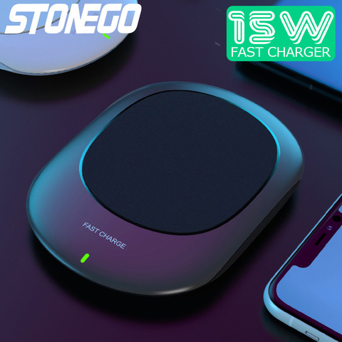 Беспроводное зарядное устройство STONEGO 15 Вт Max, противоскользящая подставка для быстрой зарядки для Airpods Pro/iPhone/Samsung/Huawei/Xiaomi, черный/белый ► Фото 1/6