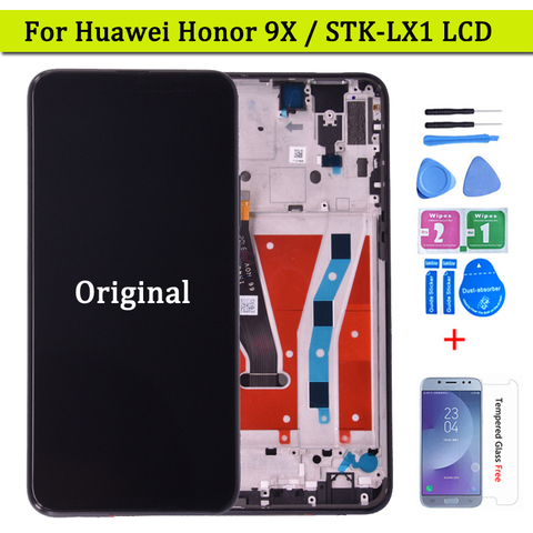 Оригинальный сенсорный ЖК-дисплей 6,59 ''для Huawei Honor 9X Global Premium, 10 дюймов, дигитайзер сенсорного экрана в сборе, рамка, зеркальный ЖК-дисплей ► Фото 1/6