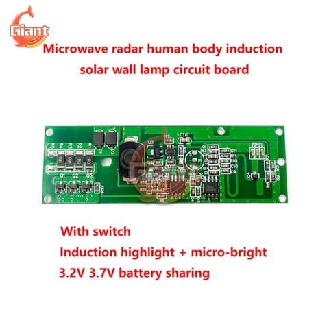 3,2 в 3,7 в с переключателем, микроволновый радар, датчик человеческого тела, индукционный Солнечный настенный светильник, печатная плата, Сол... ► Фото 1/6