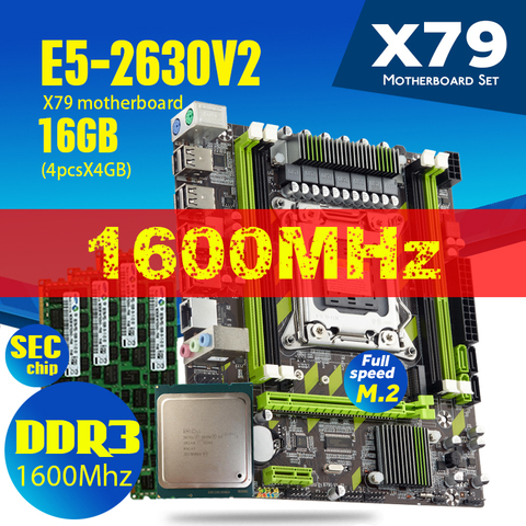 Материнская плата Atermiter x79 комплект X79 X79G LGA2011 Mini-ATX Комбо E5 2630 V2 CPU 4 шт. X 4 ГБ = 16 ГБ DDR3 RAM 1600 оперативная память ddr3 МГц PC3 12800R ПК для игр 2011 материнская плата компьютер пк игровой к ► Фото 1/6