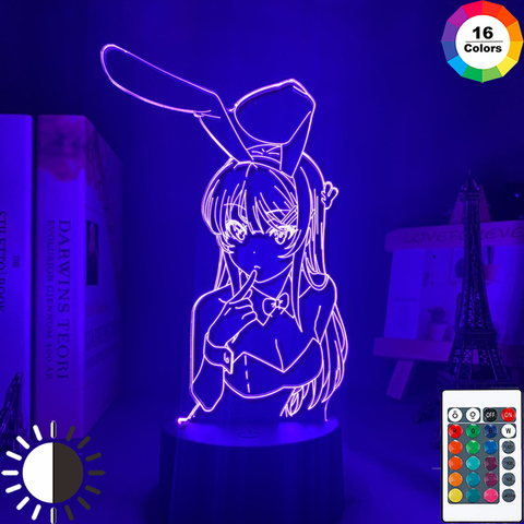 Аниме Waifu Mai Sakurajima светодиодный ночник для спальни Декор Mai светильник подарок для друга Sakurajima Bunny Girl Светодиодная лампа Аниме подарок ► Фото 1/6