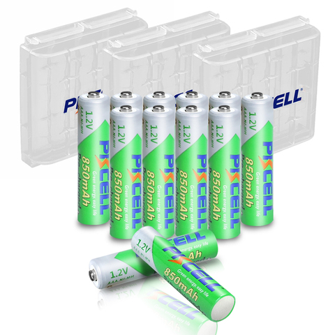 12 шт. PKCELL AAA Батарея 1,2 V 850 мА/ч, NI-MH AAA Перезаряжаемые батареи ЛСД 3A аккумулятор и 3 шт. зарядное устройство для никель-кадмиевых или никель-мета... ► Фото 1/5