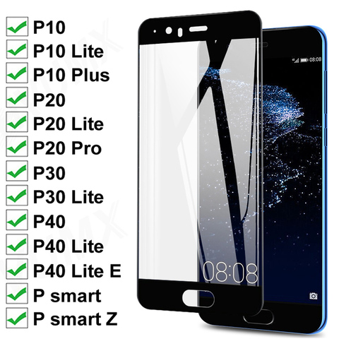 15D полное закаленное стекло для Huawei P10 Plus P Smart Z 2022 защита для экрана Huawei P30 P40 Lite E P20 Pro Защитная стеклянная пленка ► Фото 1/6