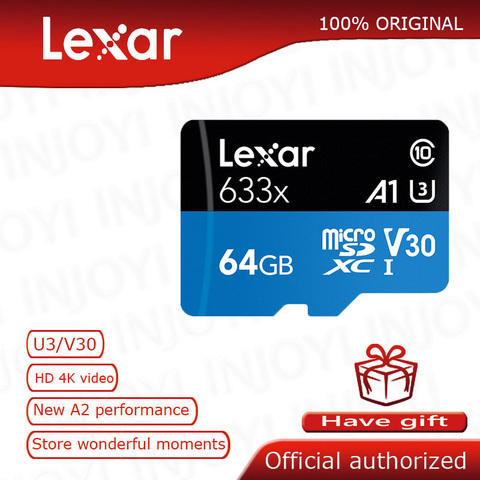 Карта памяти Lexar sd, 16 ГБ, 32 ГБ, 64 ГБ, Micro SD, до 95 м/с, класс 10, 633x, UHS-I, 128 ГБ, флеш-карта TF с картридером ► Фото 1/6