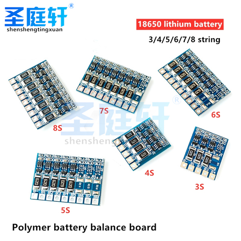 BMS-3S, 4S, 6S, 7S, 8S, 18650 зарядное устройство для литиевой батареи, защитная плата, блок питания, балансир, li-ion, Lipo, PCB, зарядка equalz ► Фото 1/6