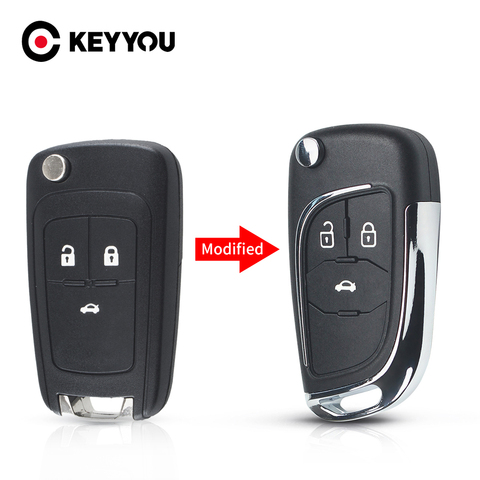 KEYYOU Modified Filp Key Case For Opel For Chevrolet Cruze Aveo Malibu Epica Lova 2009 2010 2011 2012 2013 Remote Key Shell Case ► Фото 1/6