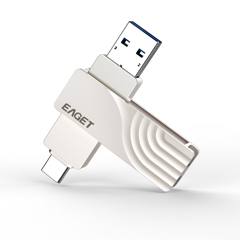 EAGET CF30 USB флэш-накопитель 128G OTG металлический USB 3,0 флэш-накопитель 64 Гб Тип C3.1 высокоскоростной Флэш-Накопитель мини флэш-накопитель карта памяти ► Фото 1/6