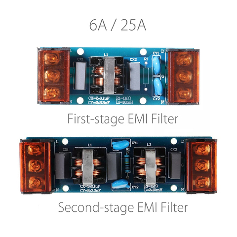 6A/25A первый этап второй этап EMI фильтрация аудио силовой фильтр силовой очиститель AC 50/60 Гц электромагнитные помехи ► Фото 1/6