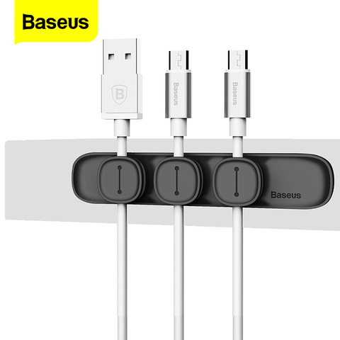 Магнитный зажим Baseus для кабеля, органайзер для кабеля USB, зажим для рабочего стола, протектор провода для рабочей станции, держатель кабеля ► Фото 1/6