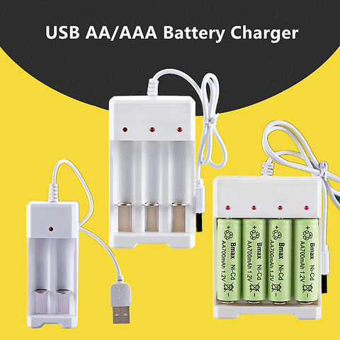 Универсальное зарядное устройство с USB-выходом, адаптер с 2/3/4 слотами для аккумуляторов AA/AAA, перезаряжаемые инструменты для быстрой зарядки аккумуляторов ► Фото 1/6