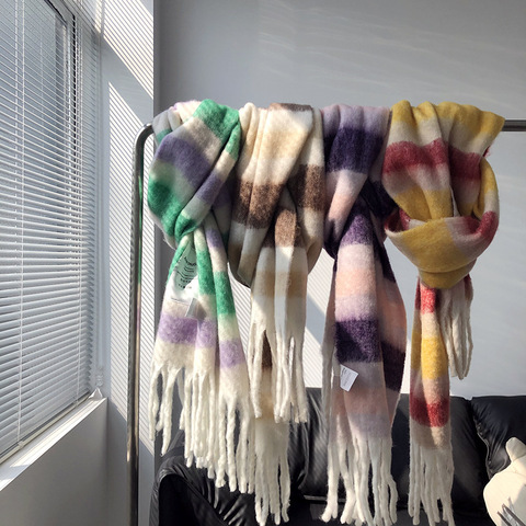 Зимний утолщенный шарф 2022, Женский Универсальный шарф в Корейском стиле, четыре цвета, градиентный шарф ► Фото 1/6