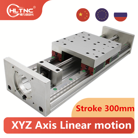 Шариковый винт CNC HGR20 SFU1605, линейный слайд HGH20CA, ход 300 мм, сценический привод для шагового двигателя Nema 23 34, линейное движение по оси XYZ ► Фото 1/6