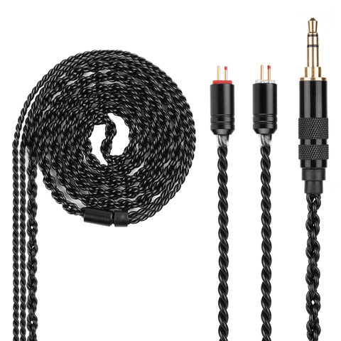 Yinyoo H3 H5 4-жильный Модернизированный посеребренный черный кабель 3,5/2,5/4,4 мм кабель для наушников с MMCX/2pin для KZ ES4 AS10 TRN V90 V80 ► Фото 1/6