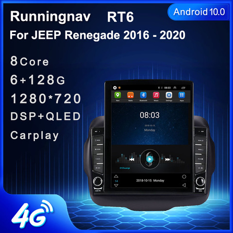 Автомобильная Мультимедийная система, автомагнитола под управлением Android 9,7, с видеоплеером, GPS Навигатором, без dvd, для JEEP Renegade 10,1, Типоразмер 2016 дюйма ► Фото 1/6
