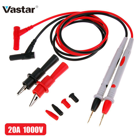 Vastar 20A 1000V щуп мультиметра тестовые выводы Pin для цифрового мультиметра игольчатый наконечник мультиметра тестер свинцовый зонд провод ручка кабель ► Фото 1/6