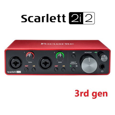 Новая улучшенная звуковая карта Focusrite Scarlett 2i2 (3-го поколения), профессиональный аудио интерфейс для записи, звуковая карта USB с усилитель микрофона ► Фото 1/6