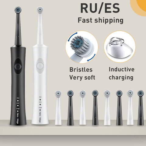 Электрическая звуковая зубная щетка, вращающаяся ультразвуковая автоматическая зубная щетка, уход за полостью рта, чистка, Сменная головка... ► Фото 1/6