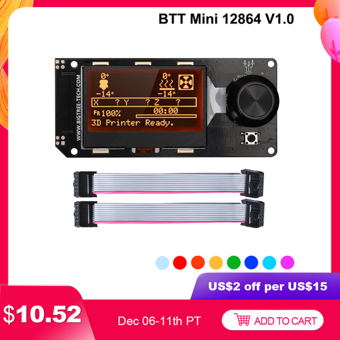 ЖК-дисплей BIGTREETECH MINI 12864 V1.0, экран mini12864, умный дисплей, детали для 3D-принтера SKR MINI E3 SKR V1.4 MKS, плата VORON 2,4 ► Фото 1/6