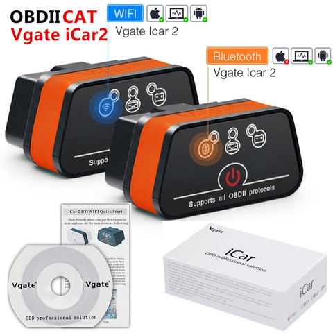 Vgate iCar2 ELM327 V2.1 OBD OBD2 WI-FI Bluetooth сканер диагностический инструмент WI-FI адаптер ELM 327 в 2,1 OBDII iCar 2 II WI-FI сканер ► Фото 1/6