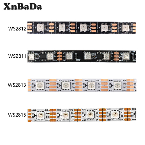 WS2812B WS2811 WS2813 WS2815 30/60/пикселей/светодиодный s/m RGB светодиодный полосы индивидуально адресуемых лента светильник IP30/IP65/IP67 DC5V DC12V ► Фото 1/6