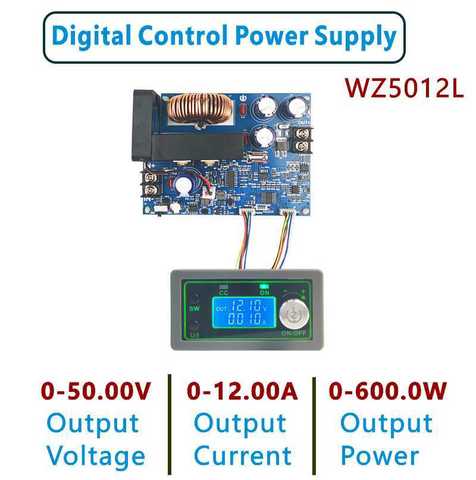 Преобразователь постоянного тока WZ5012L, CC CV, модуль питания 50 в 12A 600 Вт, Регулируемый источник питания 5 в 12 В 24 в 36 В ► Фото 1/6