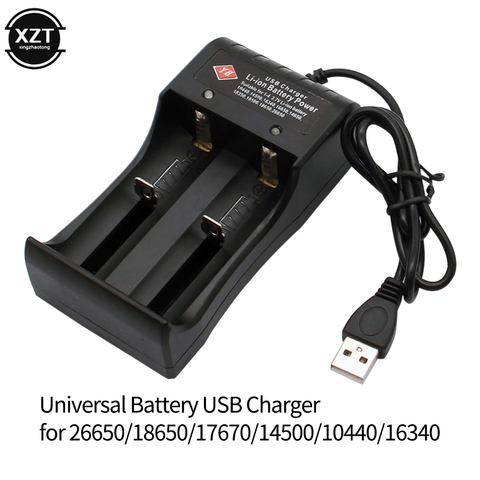 Универсальное зарядное устройство с 1 / 2 слотами, 3,7 в, USB, умное зарядное устройство для перезаряжаемых батарей, li-ion, NiMH, 18650, 26650, 14500, 17670 ► Фото 1/6